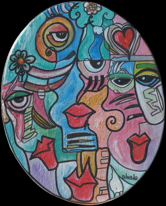 Painting titled "Lovevolution" by Alvale, Original Artwork, Oil