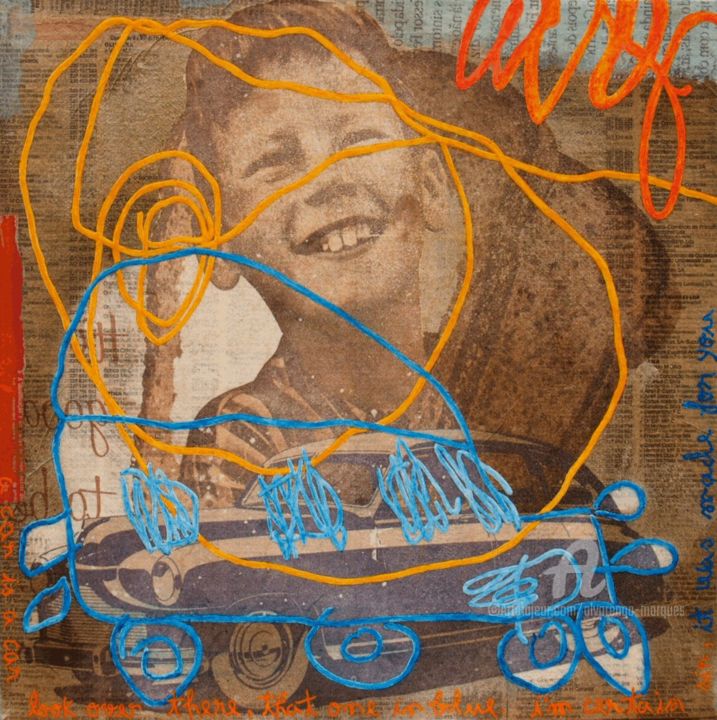 Peinture intitulée "The blue car noses" par Alvarenga Marques, Œuvre d'art originale, Acrylique