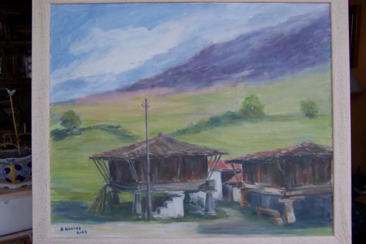 Painting titled "Hórreos asturianos" by Blanca Alvarez, Original Artwork