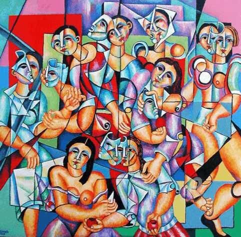 Pintura titulada "El mercadillo de la…" por Fernando Alvarez Alonso, Obra de arte original, Oleo