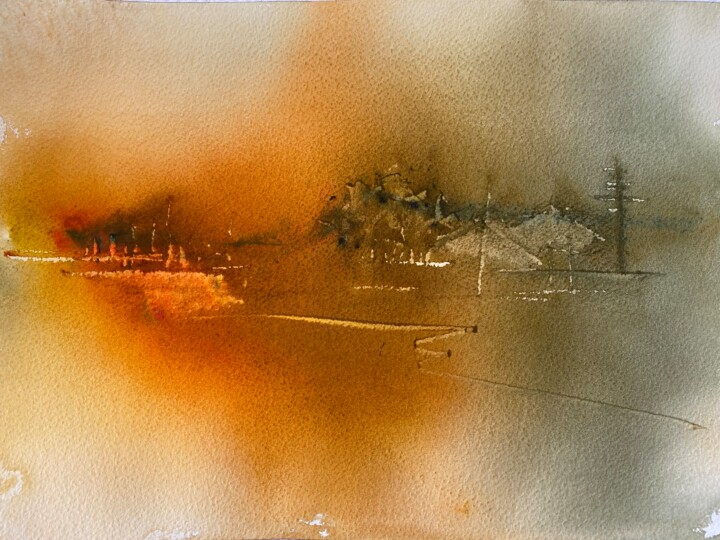 Painting titled "Atardecer" by Isabel Alvarez, Original Artwork, Watercolor