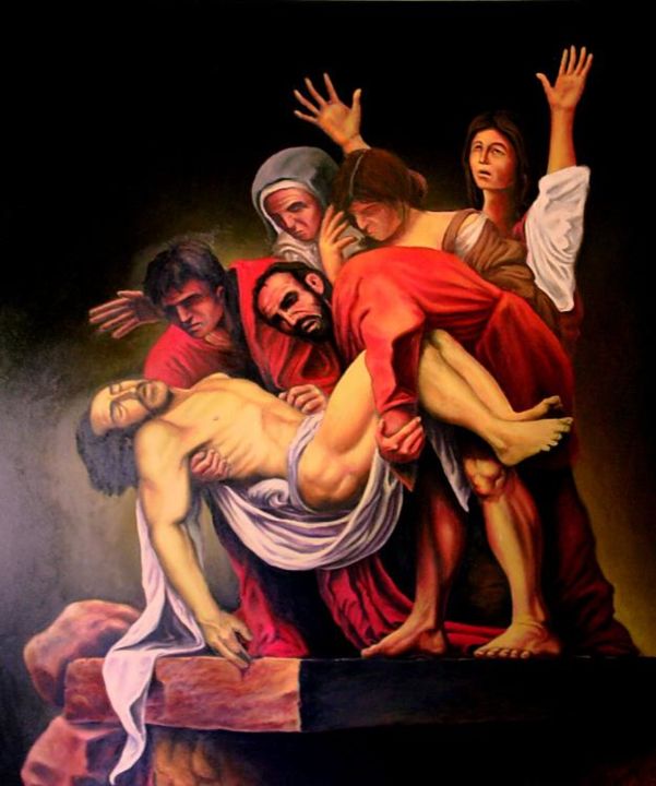 Painting titled "Estudio del Descend…" by Emiliano Villani, Original Artwork, Oil