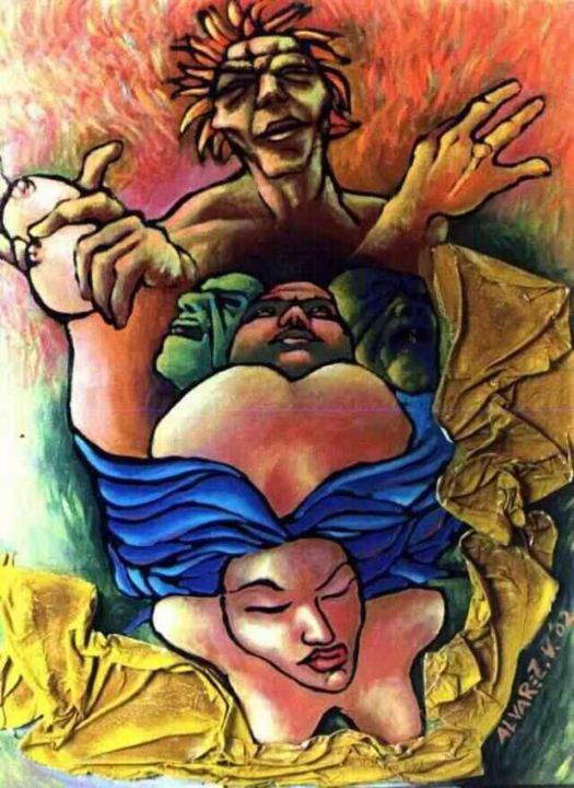 sexo - Painting, 85x110 cm ©2002 by Emiliano Villani -
Contemporary painting, sexo figuras oleo