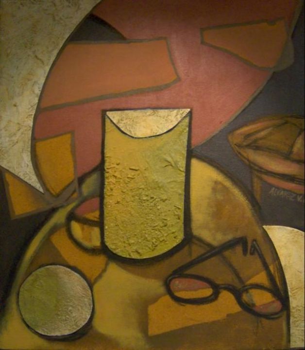 Painting titled ""Bodegón con gafas…" by Emiliano Villani, Original Artwork