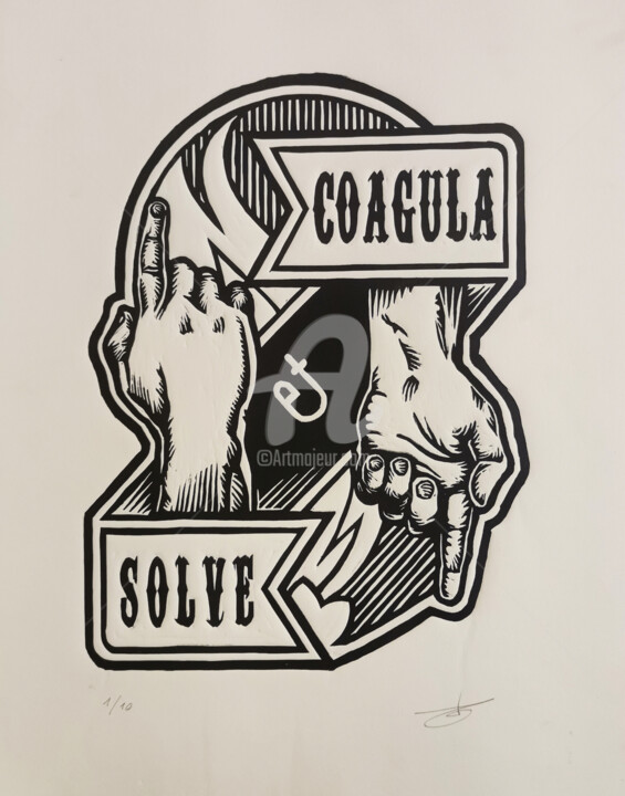 Printmaking titled "Solve et Coagula" by Alvaro García Lema, Original Artwork, Linocuts