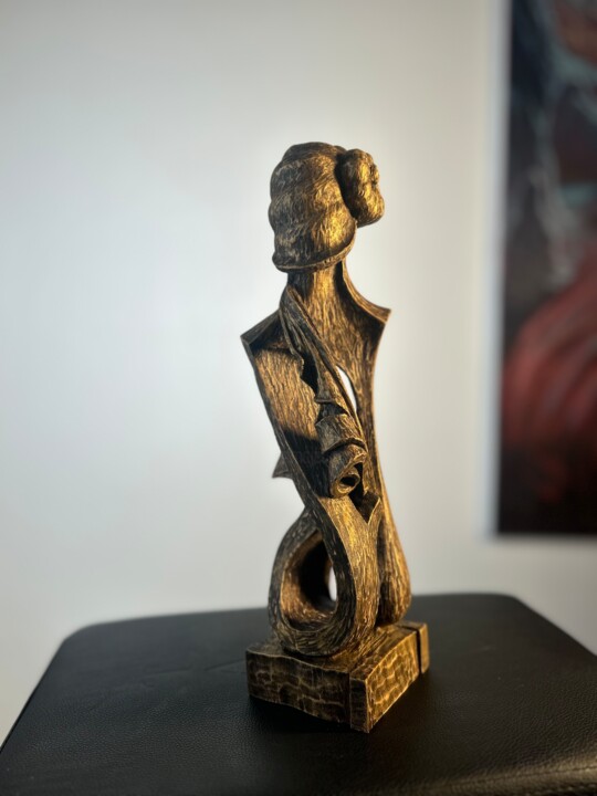 Skulptur mit dem Titel "Reflexion" von Alvaro Hernadez Reyes, Original-Kunstwerk, Holz