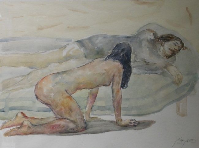 Painting titled "Mientras duerme I" by Alvaro Izurieta, Original Artwork, Oil