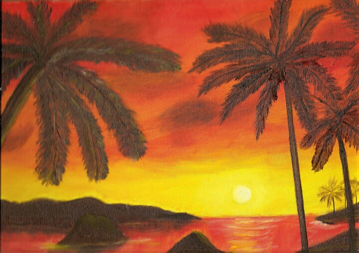 Pittura intitolato "POR DO SOL" da Alvaro Neves, Opera d'arte originale