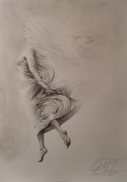 Desenho intitulada "La danza y el aire" por Álvaro Urbanos Jiménez, Obras de arte originais, Lápis