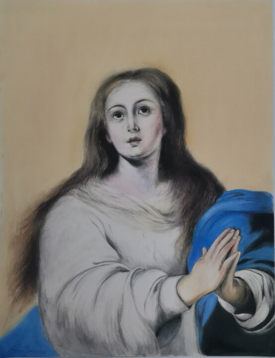 Pittura intitolato "Inmaculada Concepci…" da Álvaro Urbanos Jiménez, Opera d'arte originale, Pastello