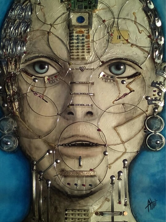 Painting titled "humanoid1" by Alvise Bon (Alviart), Original Artwork, Acrylic