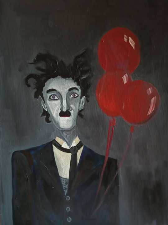 Painting titled "Chaplin 2." by Alexandra Logunova, Original Artwork, Oil