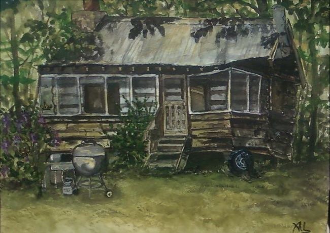 Peinture intitulée "Stouts Cabin" par Alexandria Figueroa, Œuvre d'art originale, Huile
