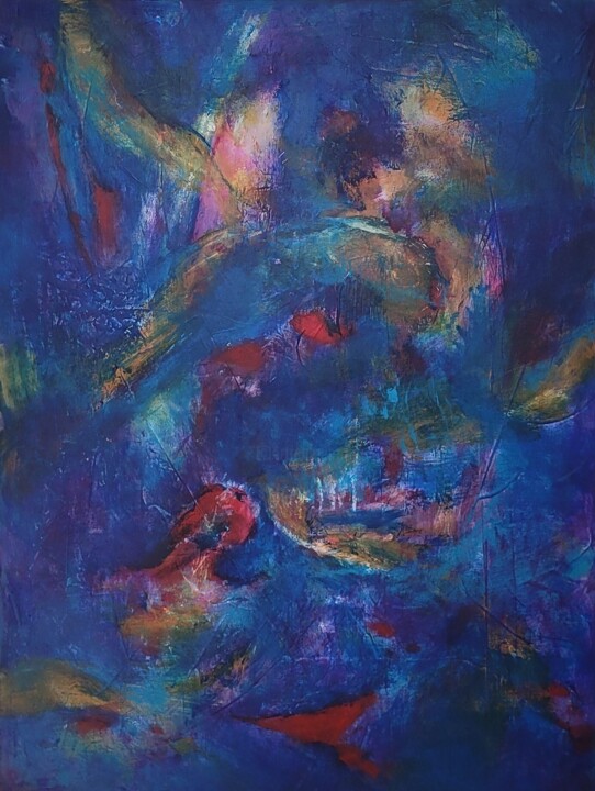 Painting titled "Les poissons" by Alyssa Pasquier, Original Artwork, Acrylic