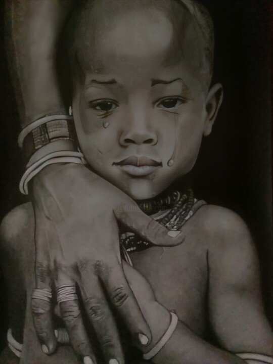 Tekening getiteld "African Boy" door Alysson Juliano Soares, Origineel Kunstwerk, Grafiet