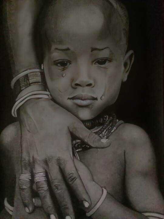 Dessin intitulée "African Boy" par Alysson Juliano Soares, Œuvre d'art originale, Graphite