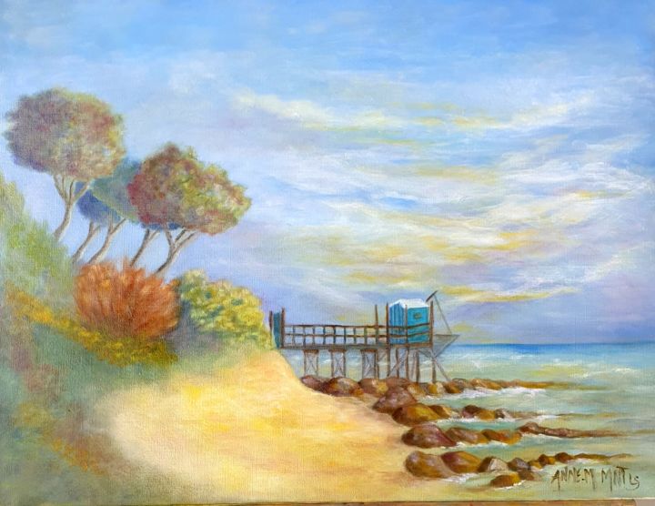 Peinture intitulée "Le petit Carrelet b…" par Anne - Marie Menenteau, Œuvre d'art originale, Huile
