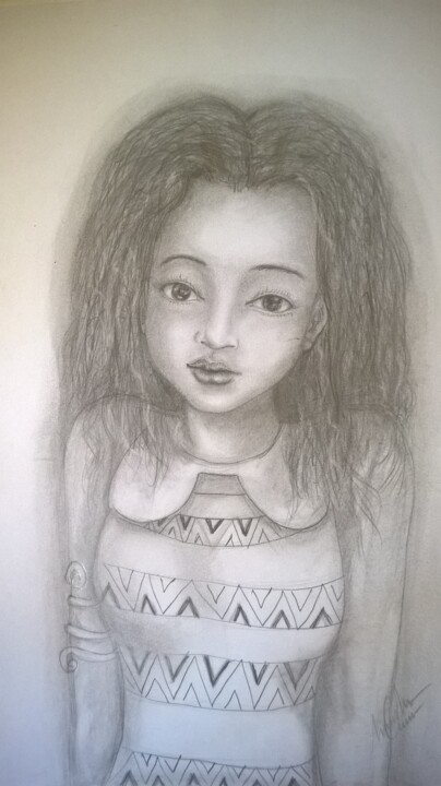 Drawing titled "MA DEMOISELLE" by Amadou Cisse, Original Artwork, Pencil