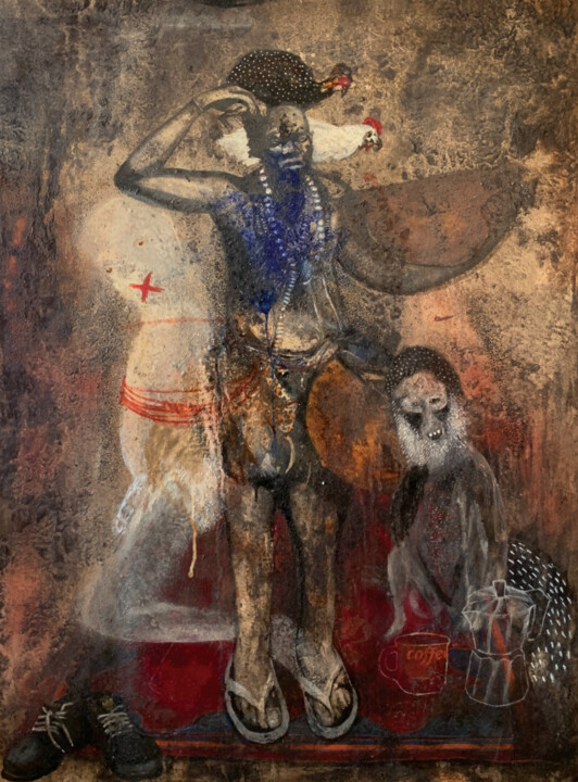 Schilderij getiteld "Délivrance" door Moctarmast Ly, Origineel Kunstwerk, Acryl