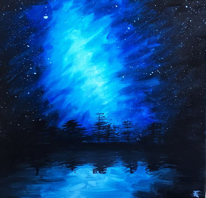 Painting titled "La galaxie bleue" by Amaëlle Thibouret, Original Artwork, Acrylic