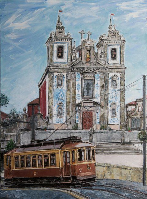 Pittura intitolato "PORTO - Igreja Sant…" da A.Magalhães, Opera d'arte originale