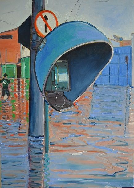 Pintura intitulada "a-enchente-na-briga…" por Marcelo Vitiello, Obras de arte originais