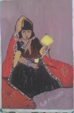 Painting titled "femme berbere" by La Marocaine Bensaid, Original Artwork