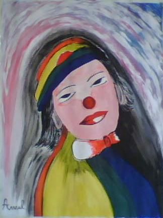 Painting titled "cloun" by La Marocaine Bensaid, Original Artwork
