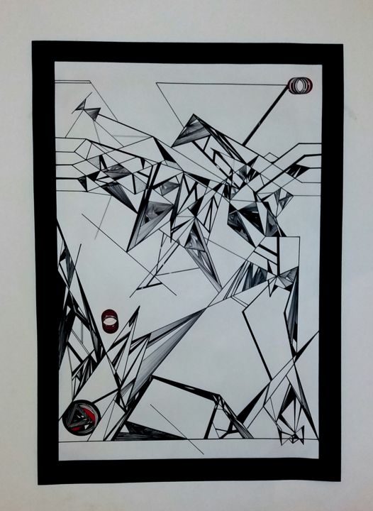 Painting titled "Geometric painting…" by Amal, Original Artwork
