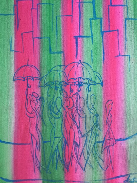 Painting titled "La società" by Amy Bho, Original Artwork, Acrylic