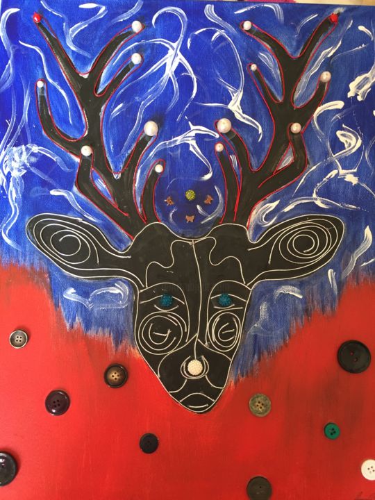 Pittura intitolato "Il cervo" da Amy Bho, Opera d'arte originale, Acrilico