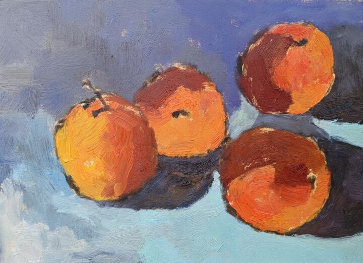 Painting titled "Oranges XI" by Amanda Cutlack, Original Artwork, Oil Mounted on Wood Panel