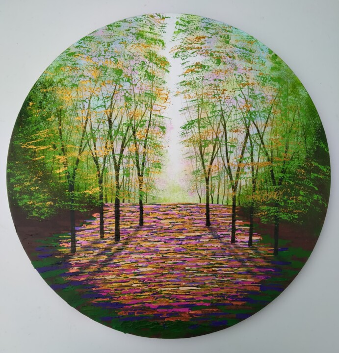 Painting titled "The Tangled Wood" by Amanda Horvath, Original Artwork, Acrylic Mounted on Wood Stretcher frame