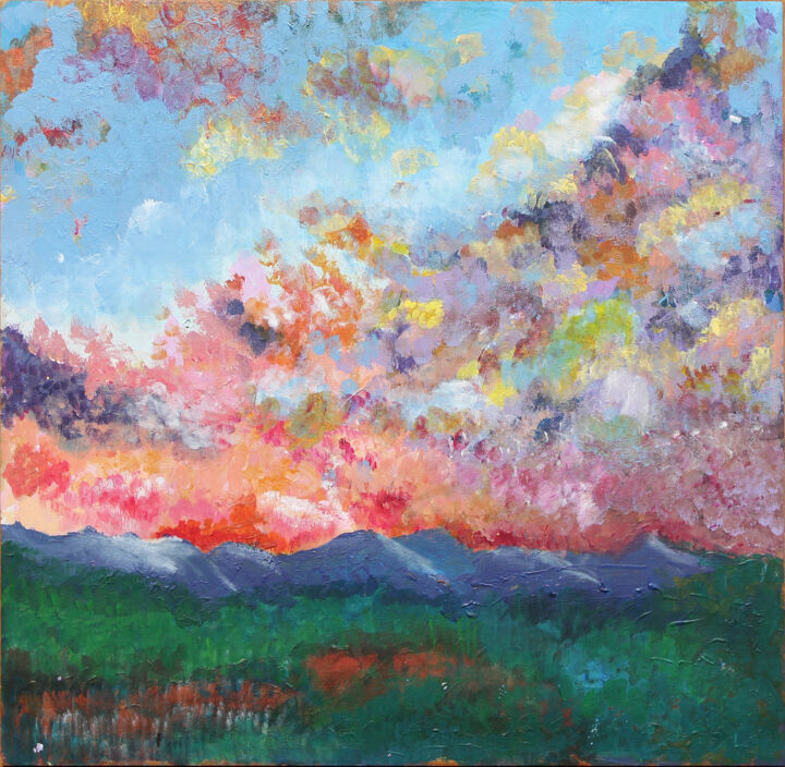 Painting titled "Sunset" by Amanda Rosu, Original Artwork, Acrylic