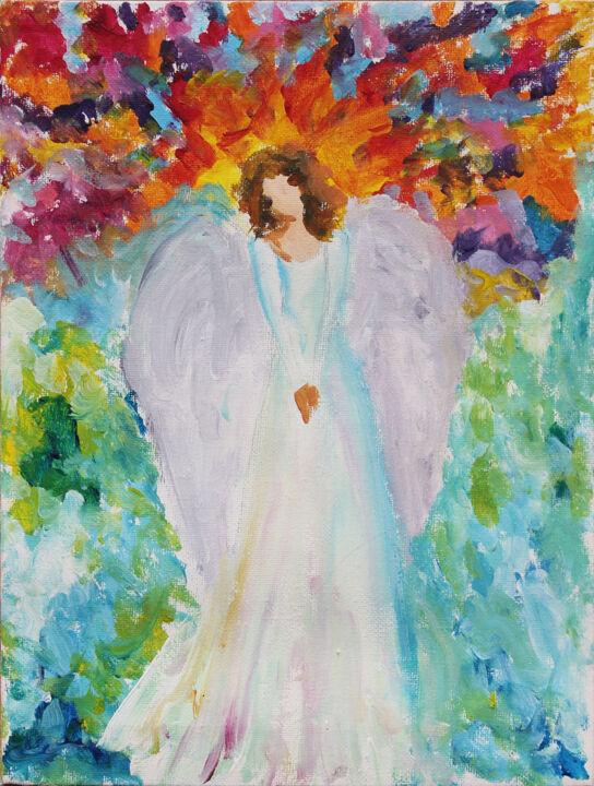 Painting titled "The colorful angel" by Amanda Rosu, Original Artwork, Acrylic