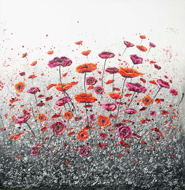Painting titled "Poppy Promise" by Amanda Dagg, Original Art, Acrylic