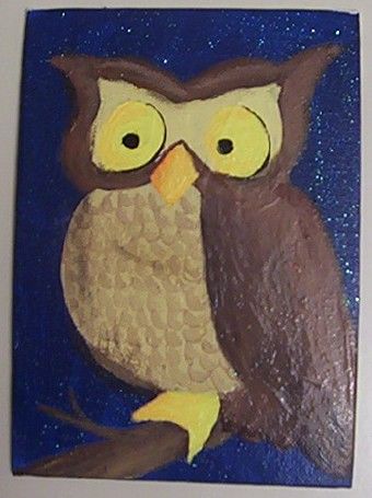 Painting titled "Owly" by Amanda Seipel, Original Artwork
