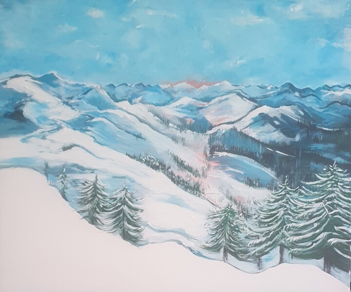 Peinture intitulée "Journée d.hiver" par Amandine Eon, Œuvre d'art originale, Acrylique