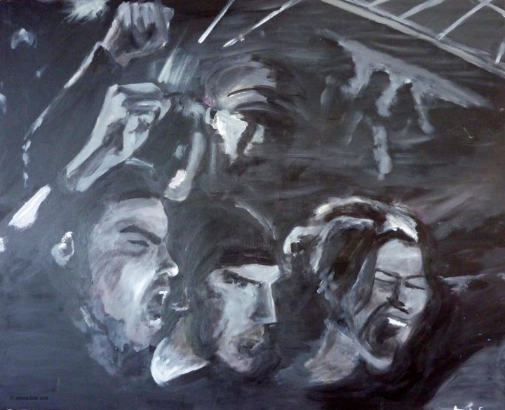 Pittura intitolato "groupe concert" da Amandine Eon, Opera d'arte originale, Acrilico