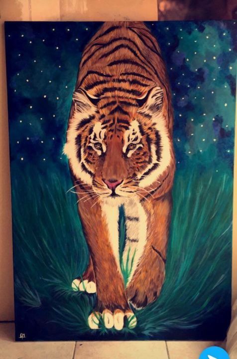 Peinture intitulée "Tigre" par Les Toiles D'Amandine, Œuvre d'art originale, Acrylique