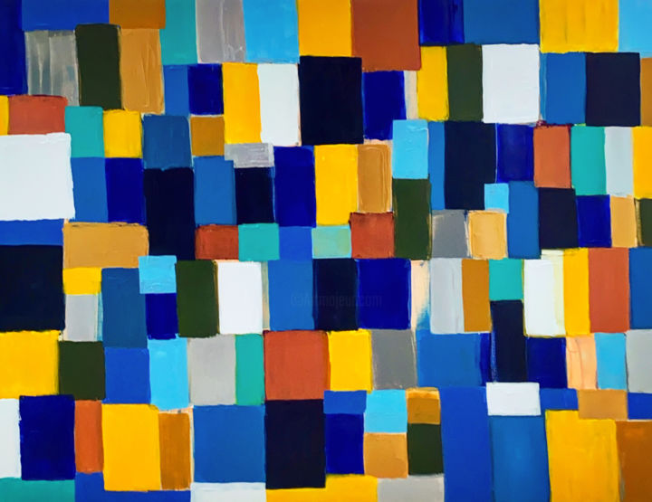 Peinture intitulée "City mapping" par Amandy-Art, Œuvre d'art originale, Acrylique
