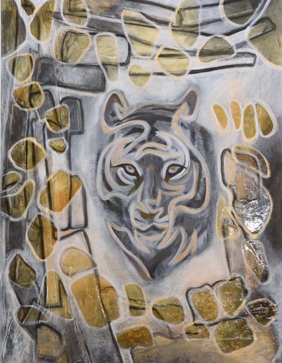 Painting titled "Tiger" by Amani Haj Ibrahim, Original Artwork, Acrylic