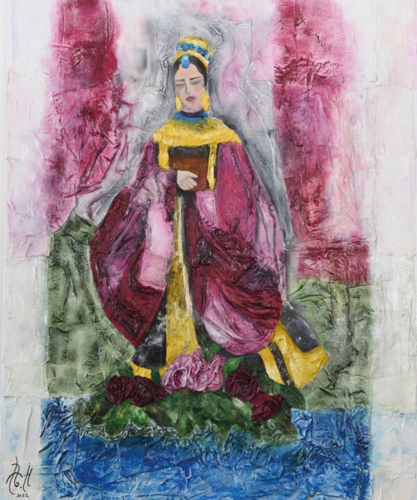Schilderij getiteld "Queen of Abundance" door Amani Haj Ibrahim, Origineel Kunstwerk, Acryl