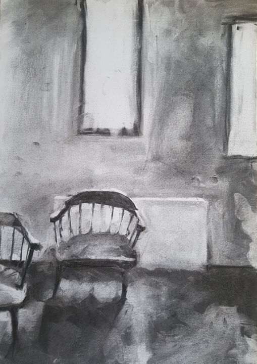Drawing titled "Presence of  Absenc…" by Amani Hassan, Original Artwork, Charcoal