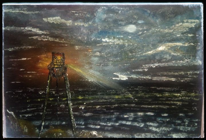 Malerei mit dem Titel "Light moon" von Amar Oucherif, Original-Kunstwerk, Acryl