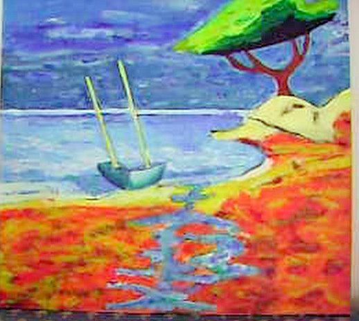 Painting titled "ILE de RÊVE" by Mahmoud Amara, Original Artwork, Oil