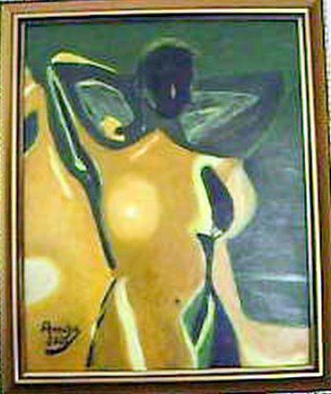 Painting titled "NU en PENOMBRE" by Mahmoud Amara, Original Artwork, Oil
