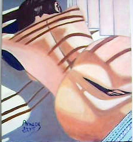 Peinture intitulée "NU pendant la SIESTE" par Mahmoud Amara, Œuvre d'art originale, Huile