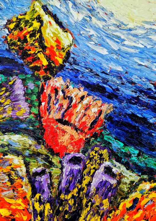 Pittura intitolato "Corals" da Amar Hasshim, Opera d'arte originale, Olio