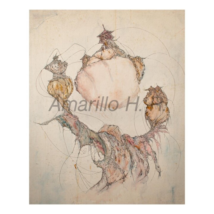 Рисунок под названием "EL UNIVERSO" - Amarillohr, Подлинное произведение искусства, Акварель